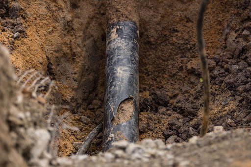 sewer line with minor crack or damage